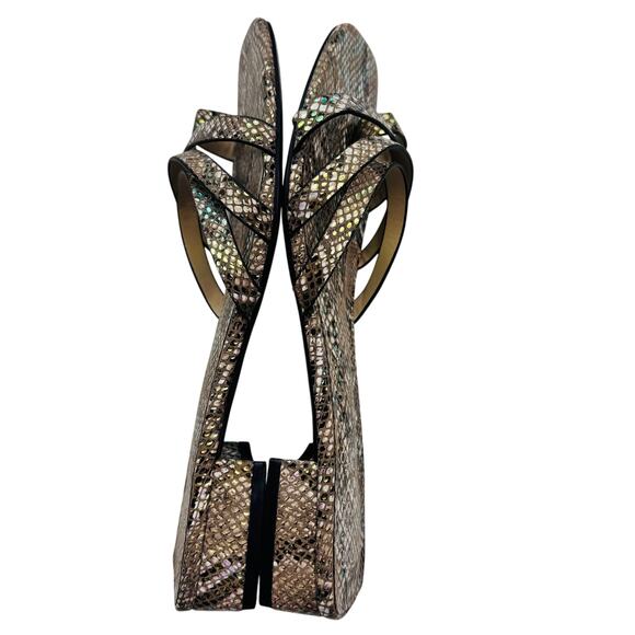 Vince Camuto Metallic Snake Embossed Strappy Slip On Sandals Women's Size 8.5 - Picture 6 of 9